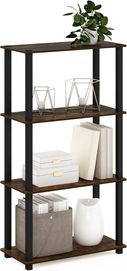 Furinno TURN-S-TUBE Storage Shelves, 4-Tier Book Shelf, Corner Shelf, Toolless by Furinno-FitsYourSpaceFitsYourBudget