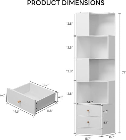 IRONCK Corner Bookshelf, 70.87" Tall Corner Bookcase - Image 2