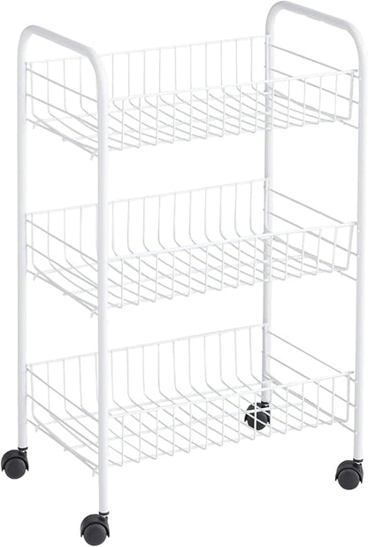 Rubbermaid 3-Tier Shelving Wheeled Organizer, Wire Adjustable Metal Storage Cart by Unknown