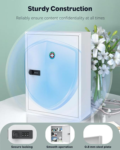 Uniclife Locking Medicine Cabinet, Medication Lock Cabinet - Image 5