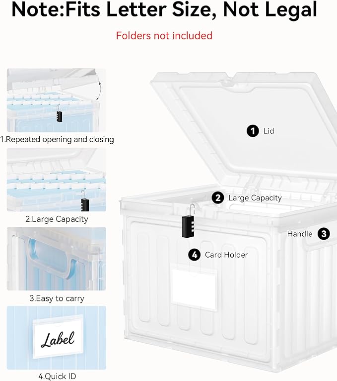 Oterri Plastic File Box with Lid - Image 6