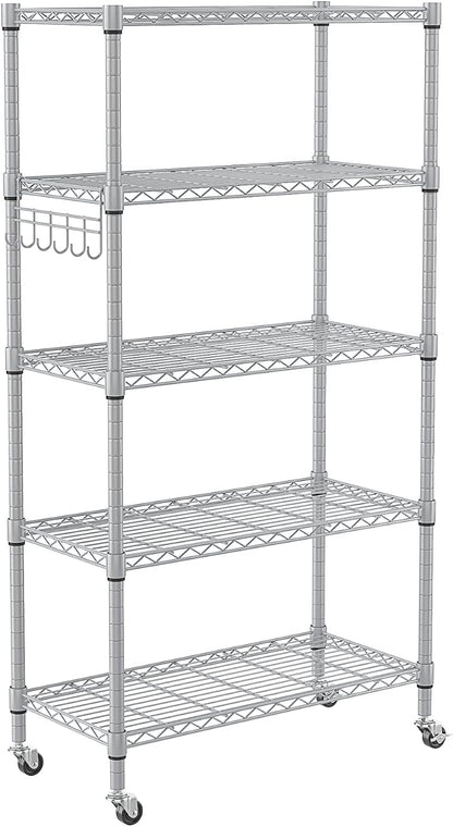 Homdox 5 Tier Adjustable Rolling Storage Shelves, Heavy Duty Wire Racks and by HOMDOX