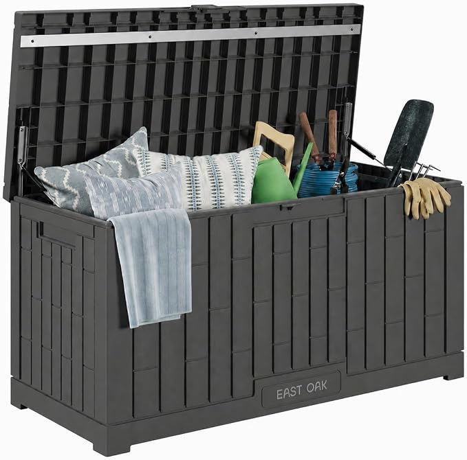 EAST OAK Outdoor Storage Box, 80 Gallon Deck Box, Waterproof Resin Storage Bin by EASTOAK
