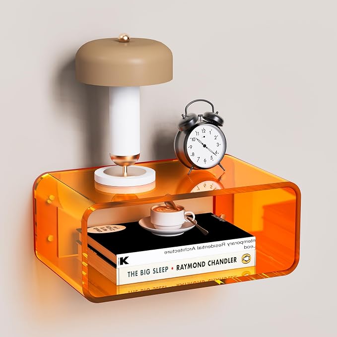 Acrylic Floating Nightstand, Bedside Table, Nightstand Shelf Wall Mounted by AcrylicTable
