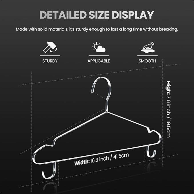 Jiang&Rong 20 Pack Stainless Steel Hangers - Image 2