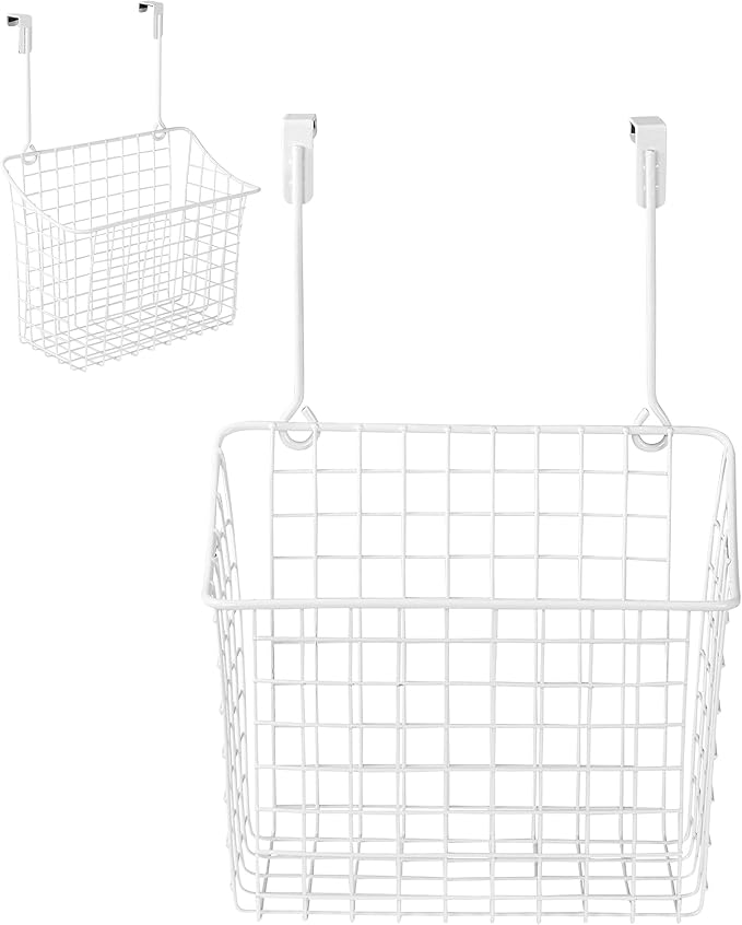 Spectrum Large Over Cabinet Door Organizer White Wire Storage Basket by Unknown