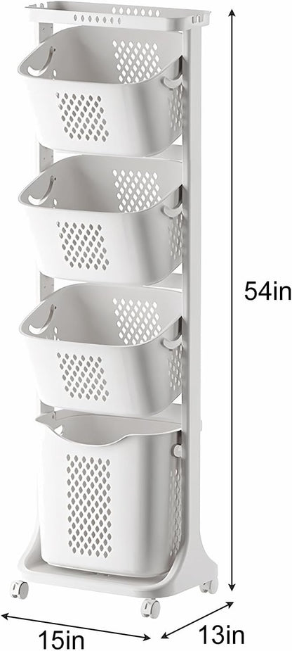 4-Tier Vertical Laundry Hamper Sorter, Laundry Storage Organizer - Image 2