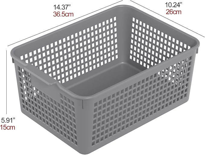 Sandmovie 12-Pack Plastic Storage Basket Desktop Organizer, Large Storage - Image 2