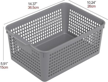 Sandmovie 12-Pack Plastic Storage Basket Desktop Organizer, Large Storage - Image 2