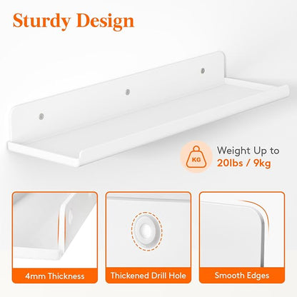 Lifewit Floating Shelves for Wall, 4 Pack White Acrylic Shelf 15" Room Decor - Image 4
