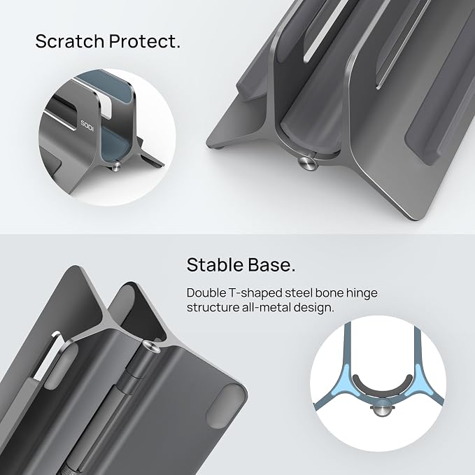 SODI Vertical Laptop Stand for Desk, Gravity Auto Lock MacBook Stand, Aluminum - Image 7