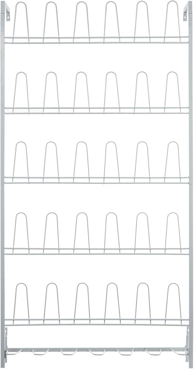 MyGift Modern Matte White Metal Wall Shoe Rack in Closet, Mudroom and Entryway - Image 7