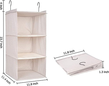 Hanging Closet Organizer, Easy Mount Foldable 3-Shelf Hanging Closet Wardrobe - Image 3