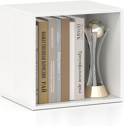 Giantex White Cubby Bookcase, Stackable Cube Storage Organizer w/Open Bookshelf by Giantex