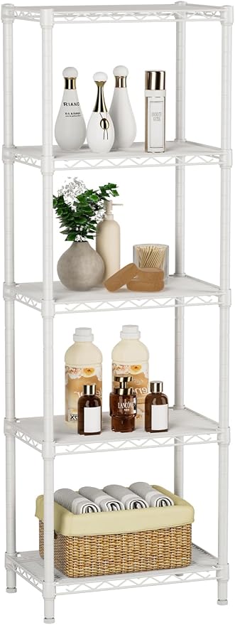 Small 5 tire Shelves Storage Wire Shelving Unit Metal Shelf Adjustable by Golpart