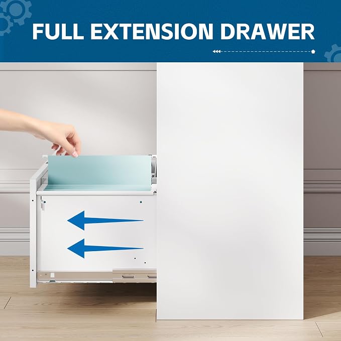 3-Drawer Metal File Cabinet, Lateral Vertical Filing Cabinets - Image 5