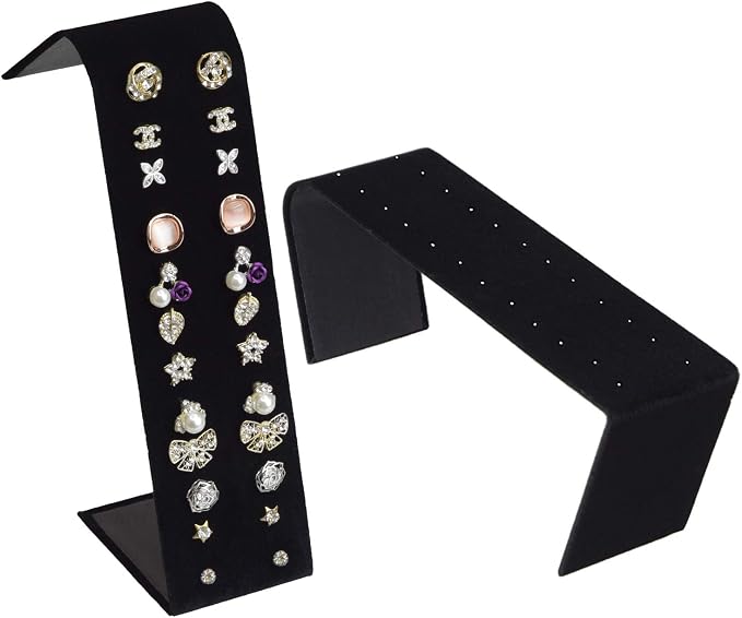 MOOCA PremiumBlack Velvet Adjustable Earring Display Stand Showcase Jewelry - Image 3