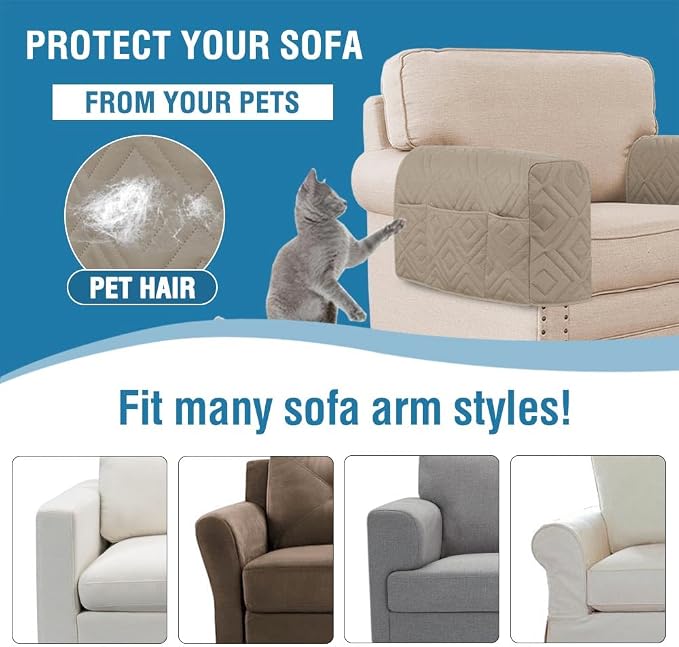 H.VERSAILTEX Armrest Covers for Sofa Water Resistant Couch Arm Covers Remote - Image 5