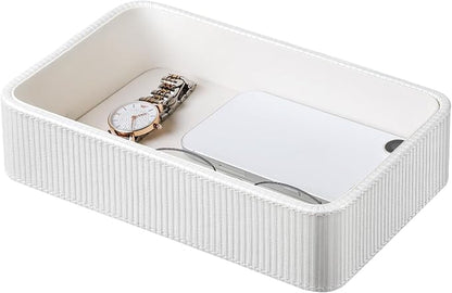 PU Leather Valet Tray Organizer, Small Nightstand Organizer Bedside Desktop by Cretkhp