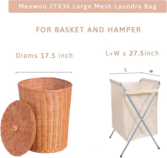 Meowoo Large Mesh Laundry Bag, 27×36inch Heavy Duty Mesh Laundry Bags - Image 3