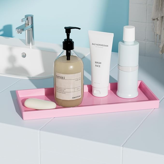 Vanity and Bathroom Tray, 11.8" ABS Countertop Organizer, Waterproof Vanity Tray - Image 3