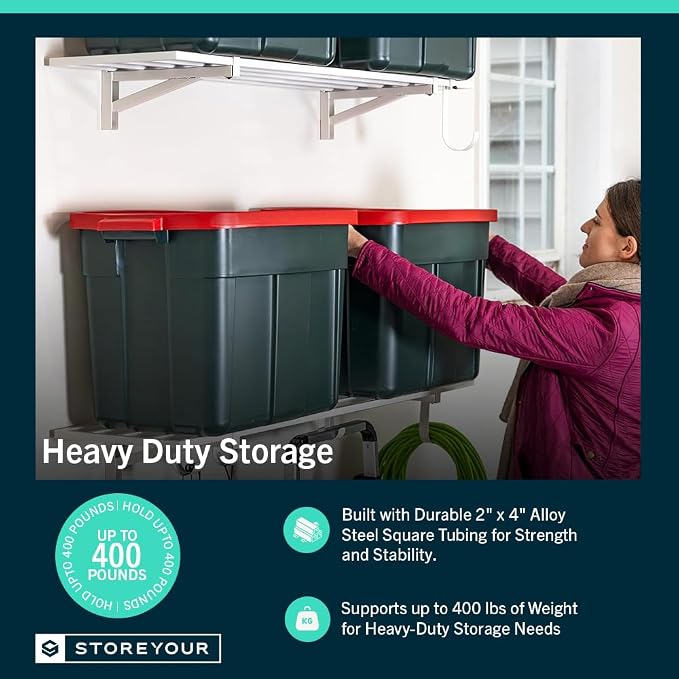 StoreYourBoard Heavy Duty Garage Shelf Wall Mount 2ft x 4ft – Wall-Mounted - Image 4