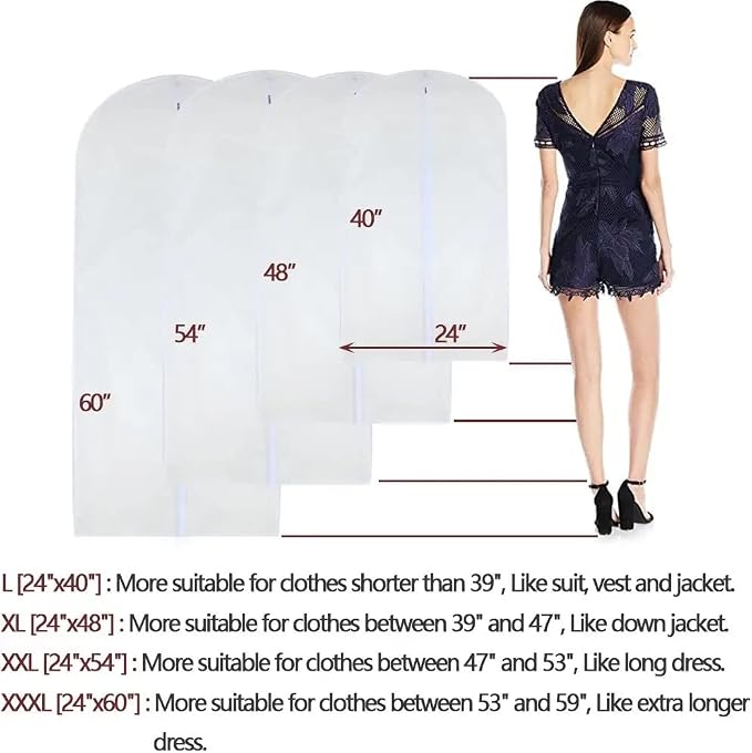 Dress Bags for Hanging Clothes Breathable Suit Bag Covers - Image 2
