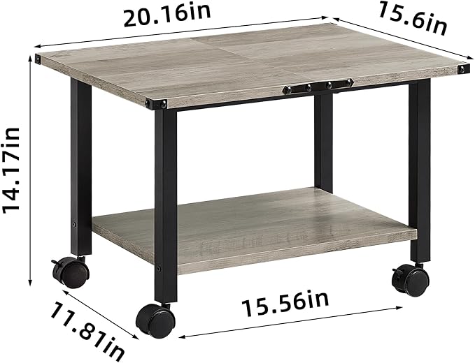 Lerliuo Under Desk Printer Stand, 2-Tier Industrial Mobile Printer Table - Image 2