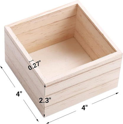 CALPALMY (12 Pack 4'' x 4'' Rustic Wooden Box Storage Organizer Unfinished - Image 2
