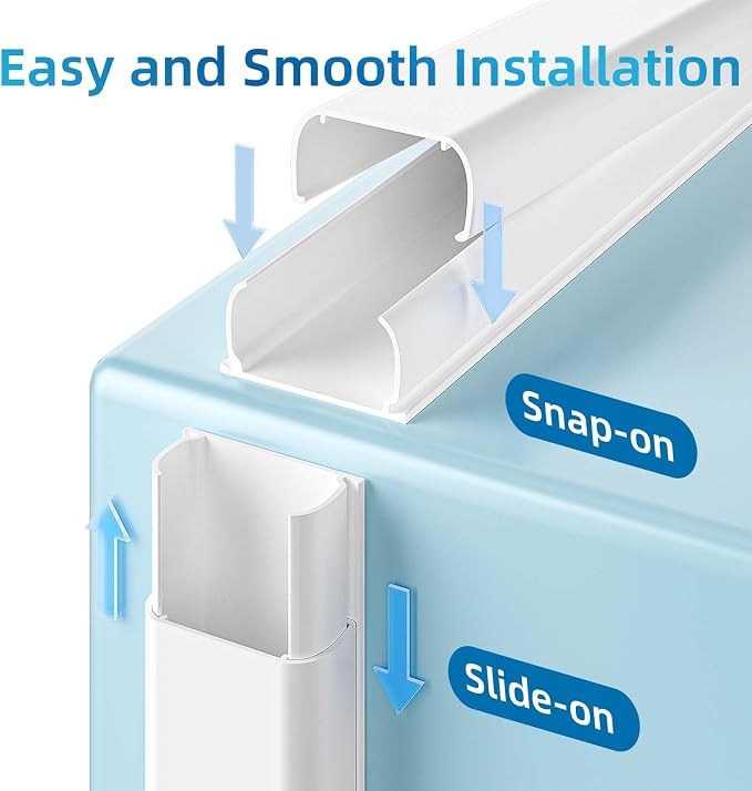 Yecaye 142in Wall Cord Hider for 2-3 Cords, On-Wall Cord Cover Channel - Image 4
