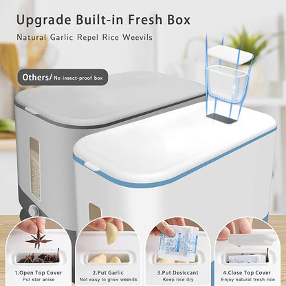 Lenwi 22-25 Lbs Rice Dispenser, Large Cereal Dry Food Storage Containers - Image 4