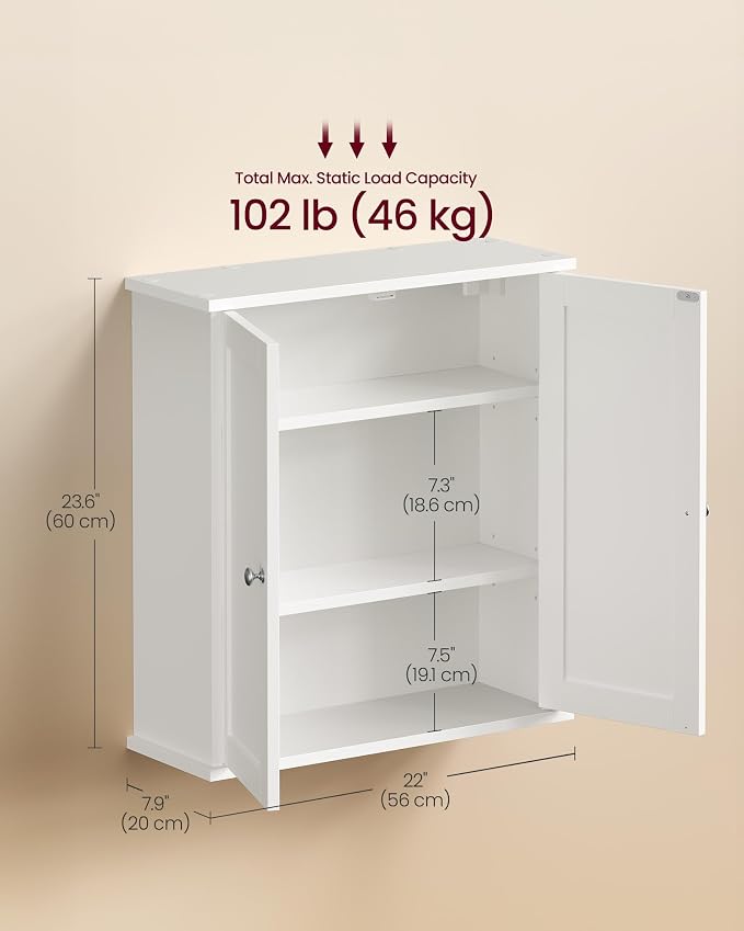 VASAGLE SIREN Collection Bathroom Wall Cabinet, Hanging Storage | Bathroom - Image 2