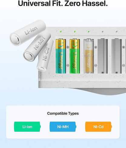8-Slot Battery Charger Only, for AA AAA Lithium NiMH NiCd, Auto-Drop - Image 4