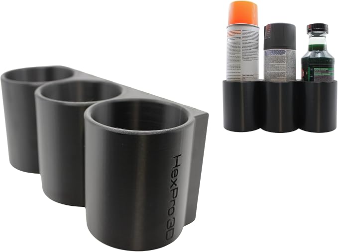 Triple Magnetic Spray Can Holder, 3-Can or Bottle Capacity, Heavy-Duty Magnetic by HexPro3D