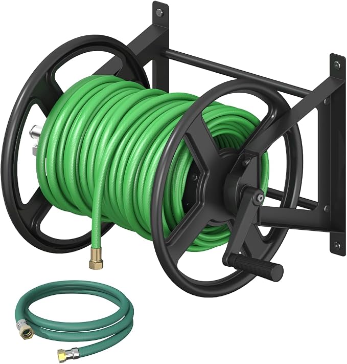 Garden Hose Reel Wall Mounted, Heavy-Duty Water Hose Holder Winder by Ansionsol