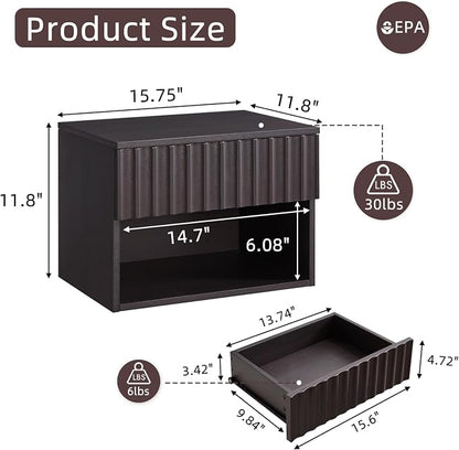 Floating Nightstand with Fluted Drawer - Image 2
