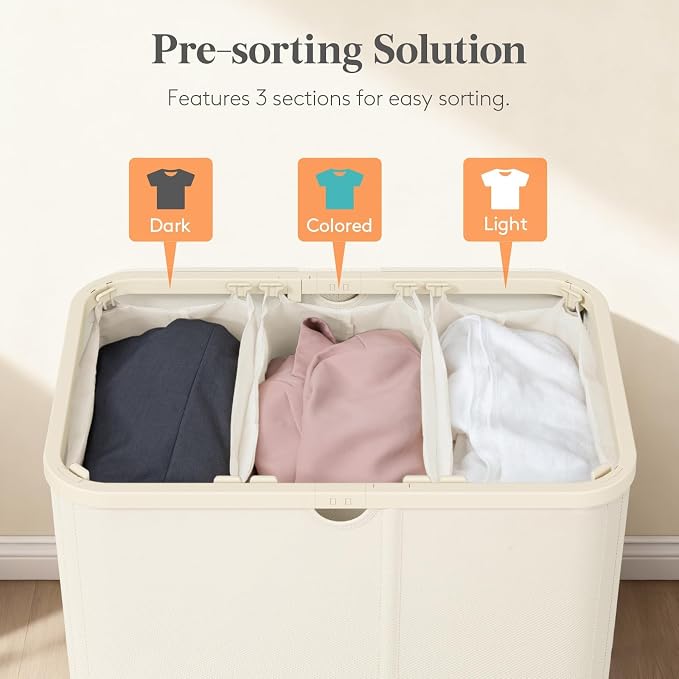 Lifewit 185L 3 Section Laundry Hamper - Image 3