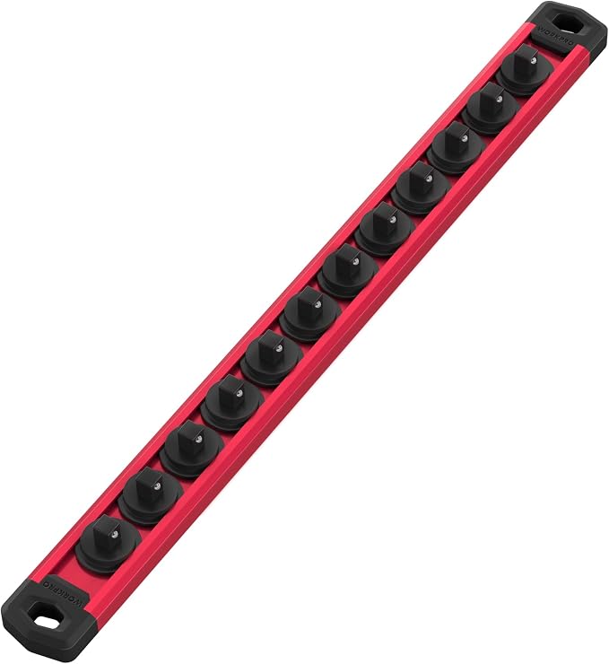 WORKPRO Magnetic Socket Organizer, 1/4-Inch Drive Aluminum Alloy Socket Rail by WORKPRO