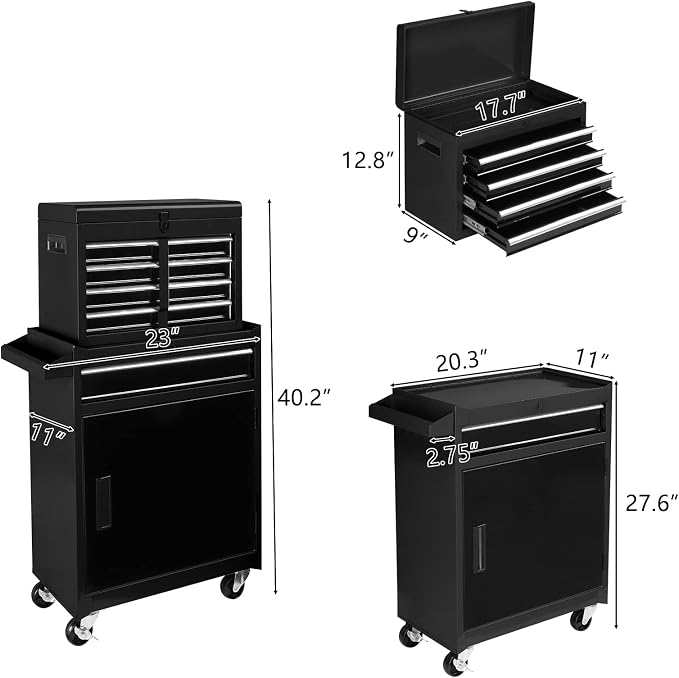 TUFFIOM 5-Drawer Rolling Tool Chest, Tool Storage Cabinet w/Drawers, Lockable - Image 3