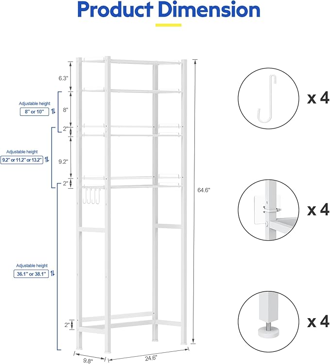 samstar 4 Tier Over The Toilet Storage Rack, Bathroom Organizer Shelves Cabinet - Image 2
