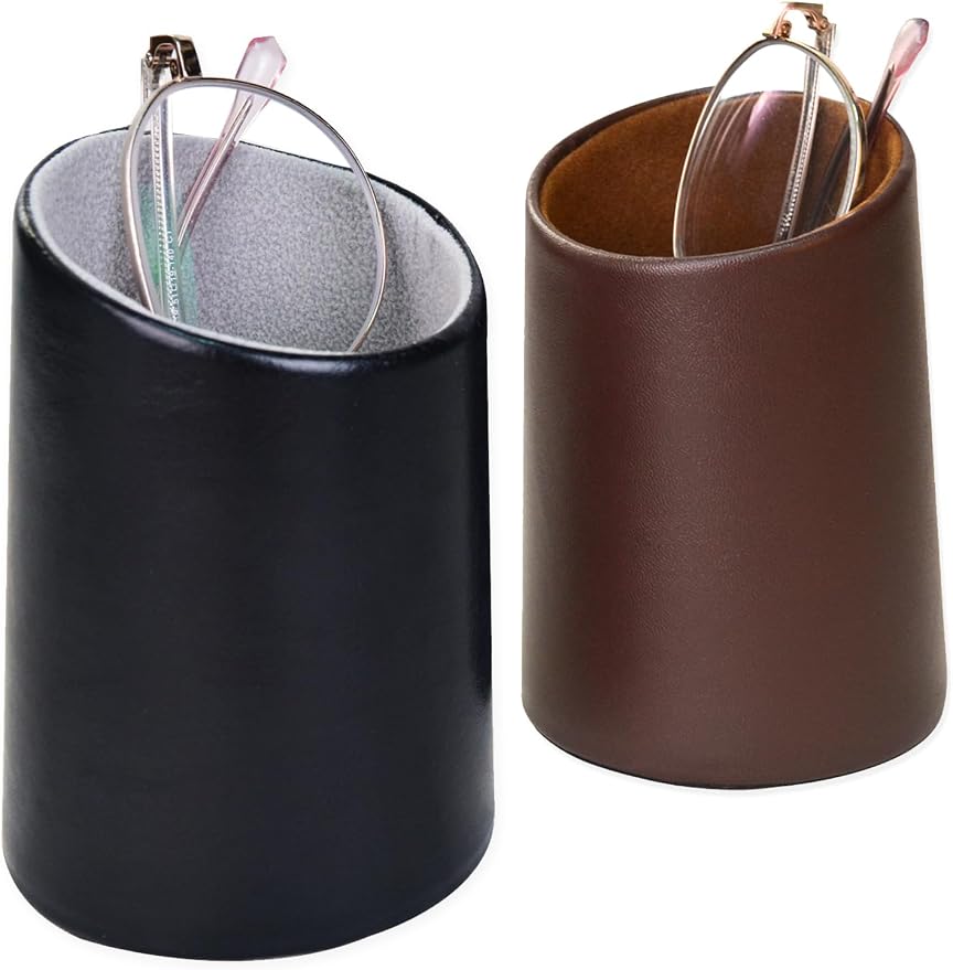 2 Pack Eyeglasses Holder PU Leather Glasses Stand Case Holder by Bleiou