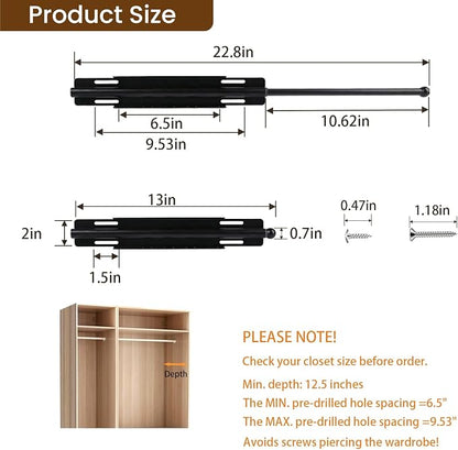 13" Valet Rod for Closet Pull Out - Image 2