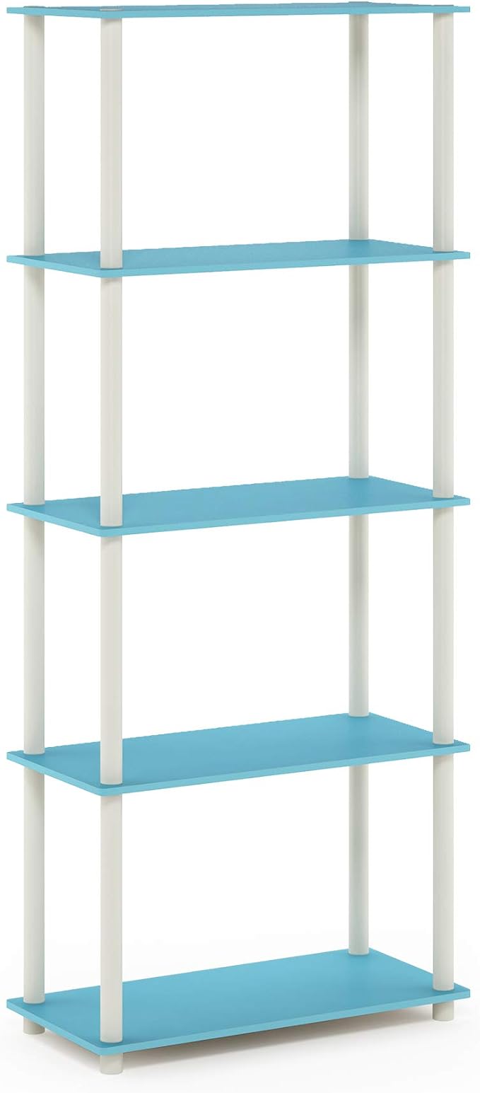Furinno TURN-N-TUBE Storage Shelves, 5-Tier Book Shelf, Corner Shelf, Toolless - Image 5