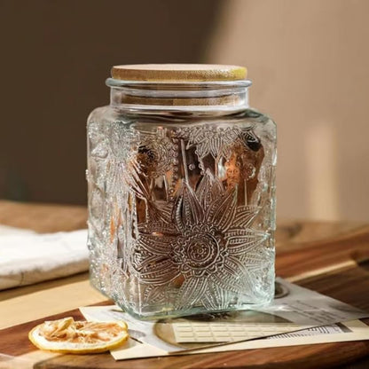 ANSQU Square Glass Jar, 25.3oz Vintage Glass Jar - Image 3