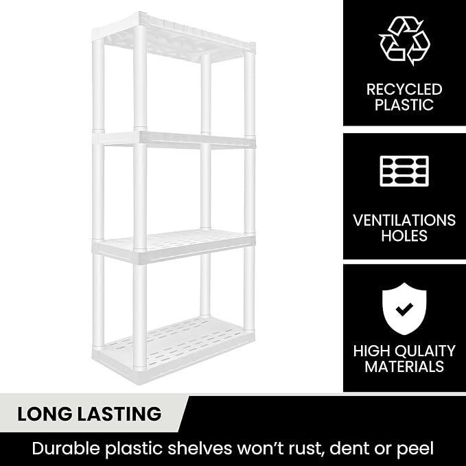 Oskar 4-Tier Storage Shelf, Heavy Duty Shelving Unit, 400 lbs, Laundry Room - Image 8
