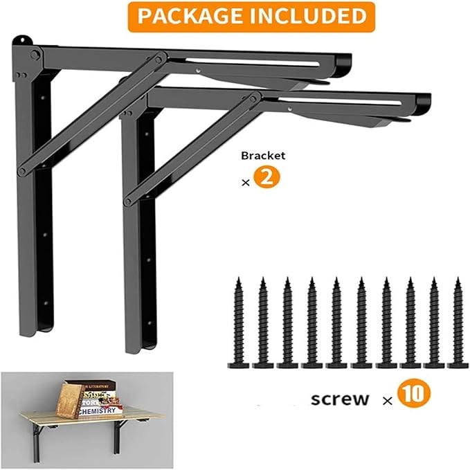 TORACK 24" Folding Shelf Brackets Heavy Duty Shelf Bracket Wall Mounted - Image 7