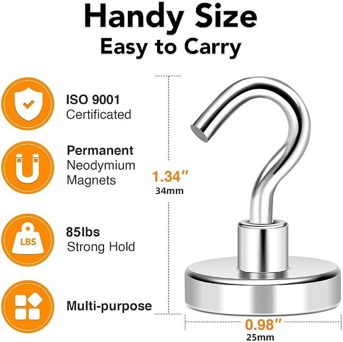 MIKEDE Magnetic Hooks, 85 Lbs Heavy Duty Earth Magnets - Image 3