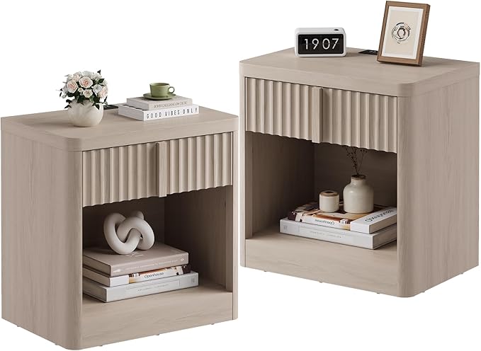 Fluted Nightstand Set of 2 by Harpaq