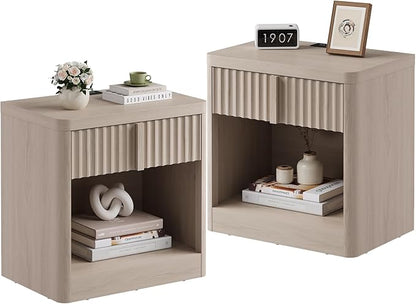 Fluted Nightstand Set of 2 by Harpaq