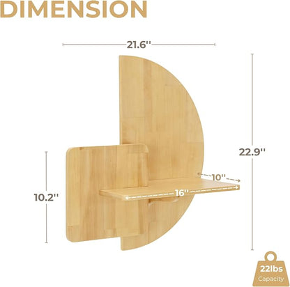 Behomes Soluna Solid Wood Floating Nightstand, Wall Mounted Bedside Nightstand - Image 2